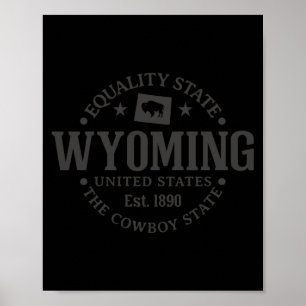 Poster Wyoming Equality State Établie 1890 Vintage Cowboy