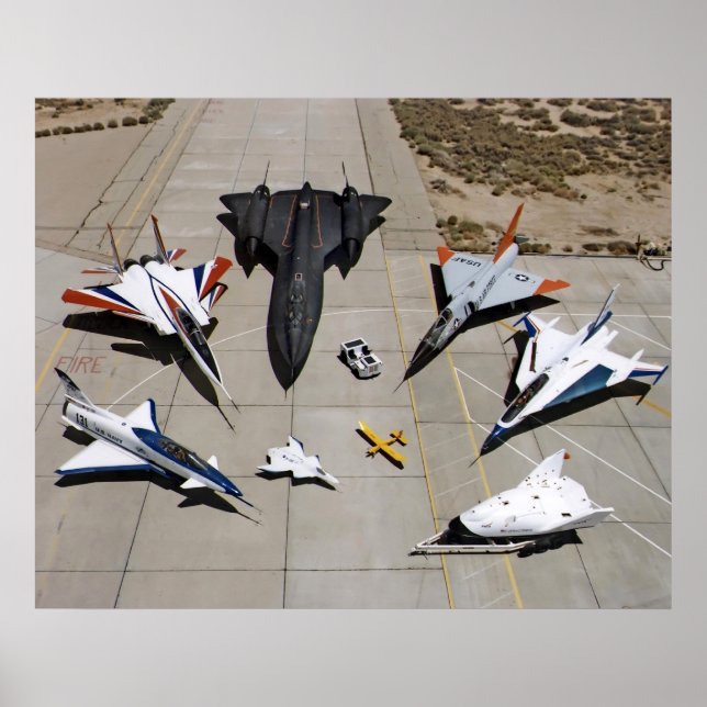 Poster X-31, F-15S/MTD, SR-71, F-106, F-16XL (Devant)