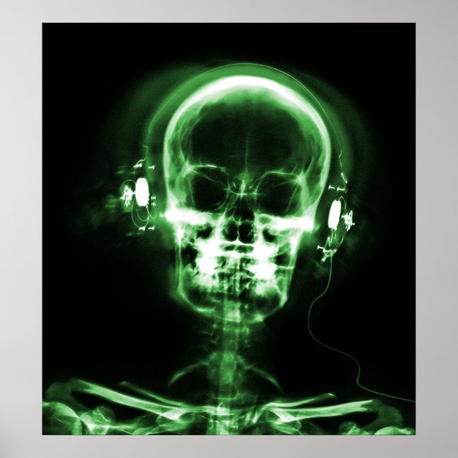 POSTER- X-RAY MUSIC SKELETON BLACK GREEN POSTER (Vorne)