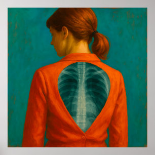 Poster X-Ray of Back - Femme avec Blouse rouge et Auburn 