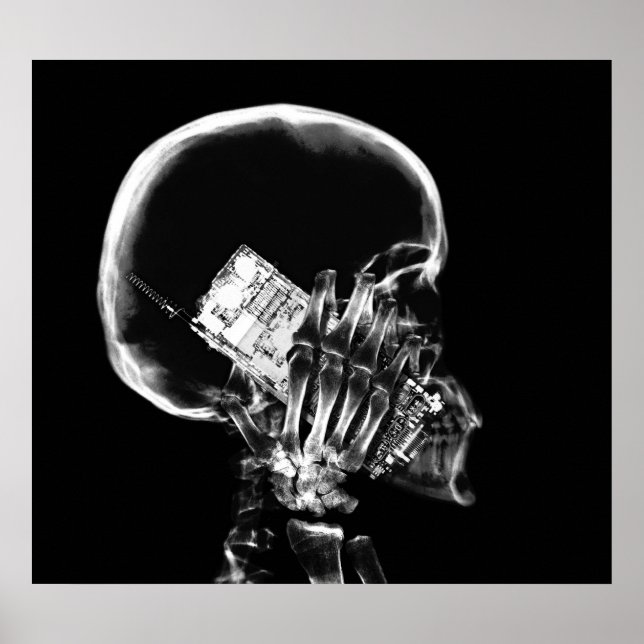 POSTER - X-RAY SKELETON AUF TELEFON BLK GRAY (Vorne)