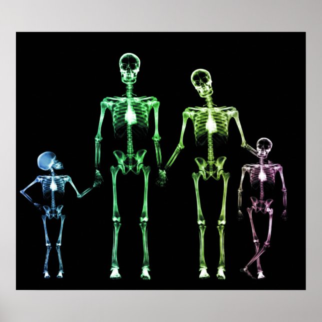 POSTER - X RAY SKELETON FAMILLE NOIR ORIGINAL (Devant)