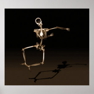 POSTER - X RAY SKELETON JOY LEAP LEAP NOIR SEPIA