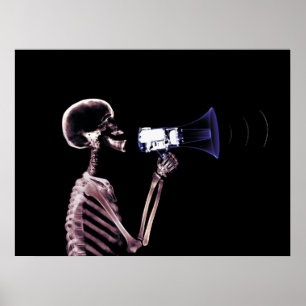 POSTER X-RAY SKELETON SUR MEGAPHONE - ORIGINAL
