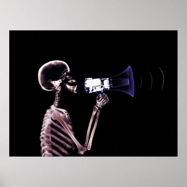 POSTER X-RAY SKELETON SUR MEGAPHONE - ORIGINAL (Devant)
