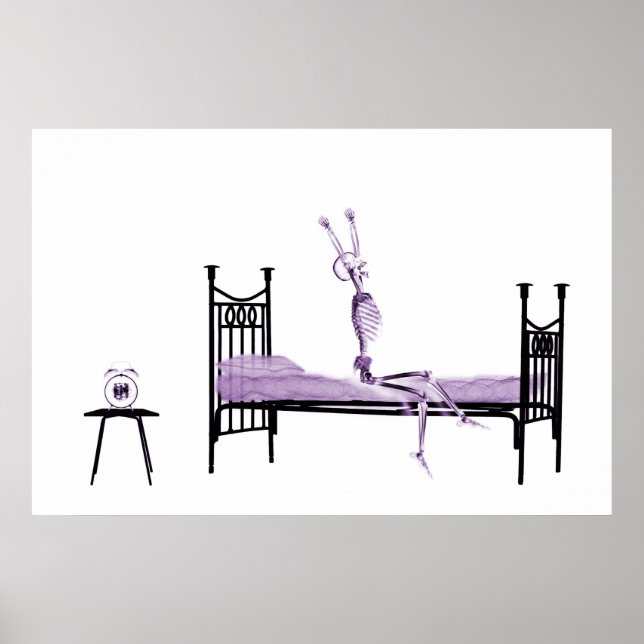 Poster - X-Ray Skeleton violet au coucher (Devant)