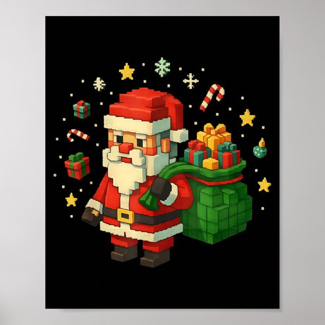Poster Xel Santa Claus With Retro Gamer Christmas  (Devant)
