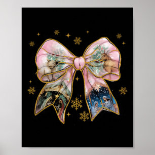 Poster Xmas Coquette Bow Jesus Bible chrétienne Verse Nat
