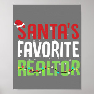 Poster Xmas de l'agent immobilier préféré Père Noël amusa