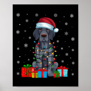 Poster Xmas Lights Père Noël Allemand Pointeur court chie