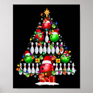 Poster Xmas Tree Bowling Xmas Lights Père Noël Bowling Ll