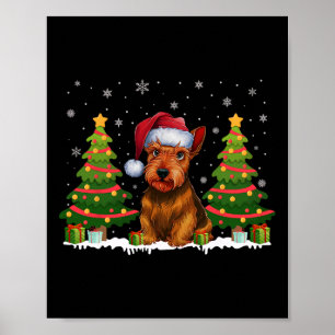 Poster Xmas Tree Light Scottish Terrier Chien Père Noël C