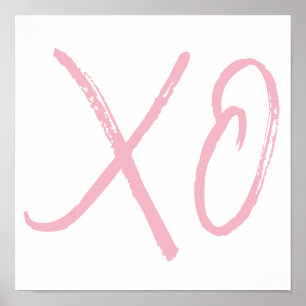 Poster XO Love and Hugs Pink Script