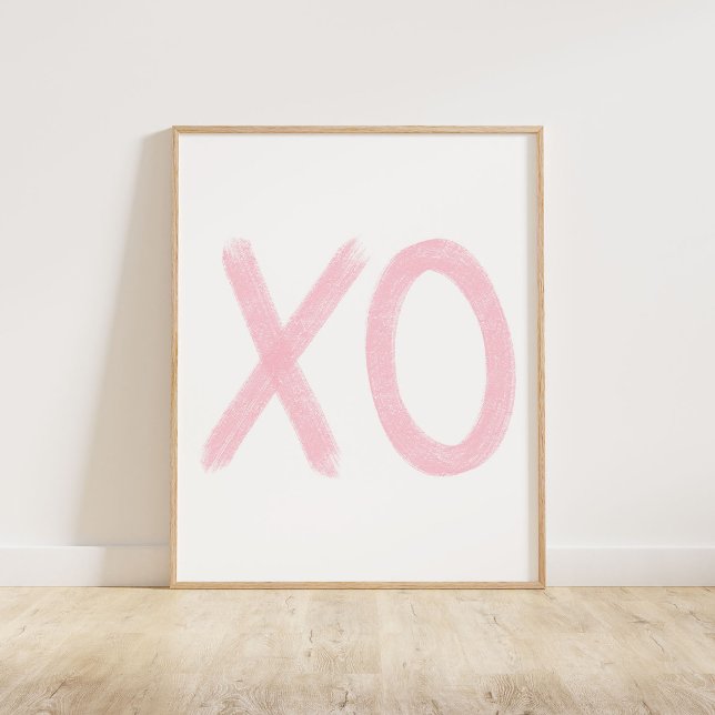 Poster XO rose doux (A chalky brush style XO in soft pink, perfect for Valentine's Day decor.)