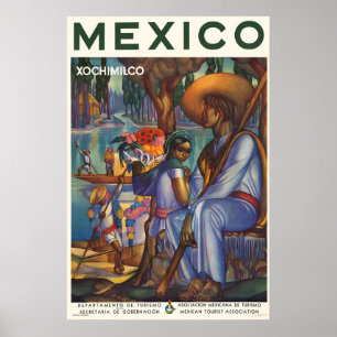 Poster Xochimilco Mexico Mexico City Voyage Vintage