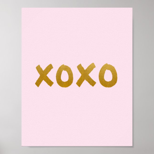 Poster xoxo - Art print - Rose - Or - Décor (Devant)