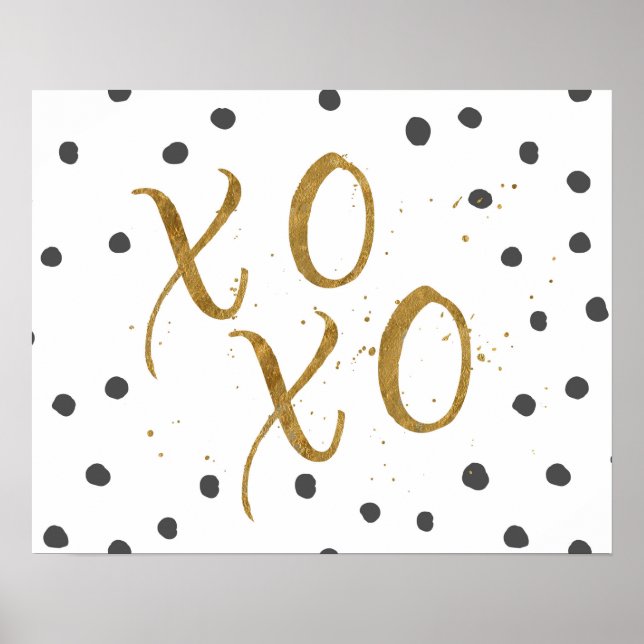 Poster "XOXO" Embrous & Baisers Faux Gold Dot (Devant)
