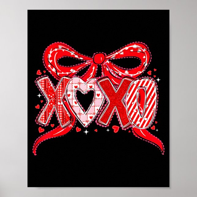 Poster Xoxo Funny Valentines Day Love Coquette Bow Checke (Devant)