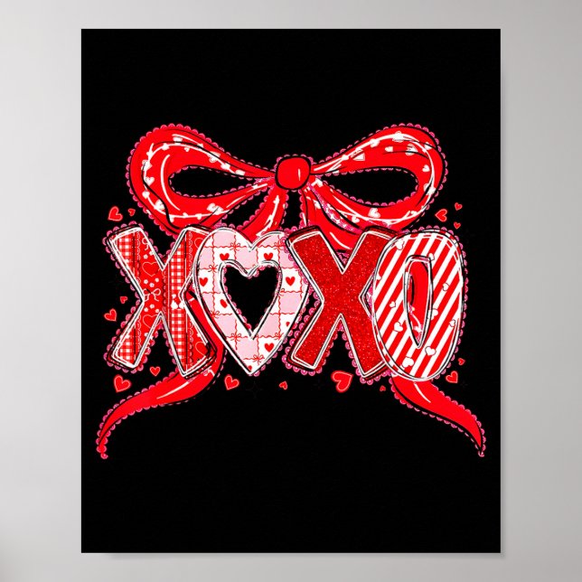 Poster Xoxo Funny Valentines Day Love Coquette Bow Checke (Devant)