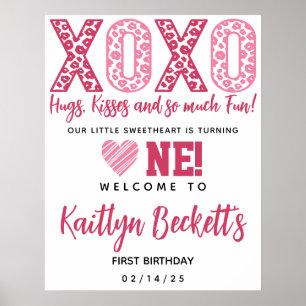 Poster XOXO Hugs & Kisses Saint Valentin 1er anniversaire
