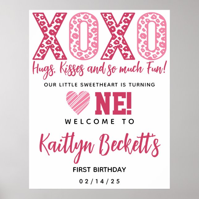 Poster XOXO Hugs & Kisses Saint Valentin 1er anniversaire (Devant)
