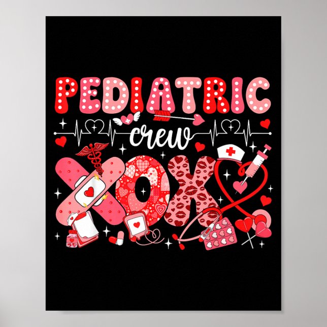 Poster Xoxo Nurse Pediatric Crew Nurse Valentine Leopard  (Devant)