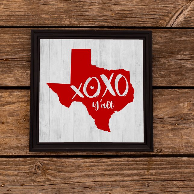 Poster XOXO, Y'all - Forme d'état du Texas rouge (Créateur téléchargé)