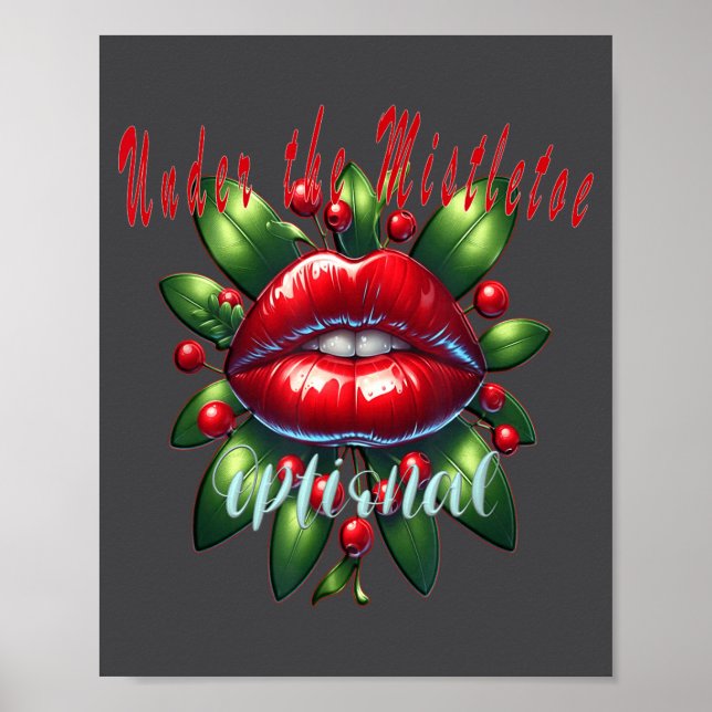 Poster Y Christmas Mistletoe Lips - Naughty Holiday Tee W (Devant)