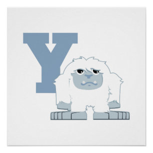 Poster Y est pour Yeti Cute Cartoon Yeti Monster