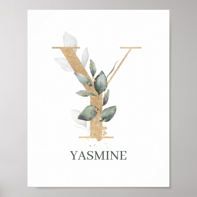 Poster Y Monogramme Floral Personnalisé (Devant)