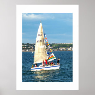 Poster Yacht avec drapeaux Jersey