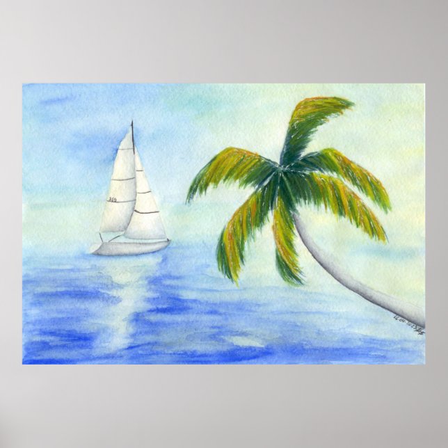 Poster Yacht sur la mer Palma (Devant)