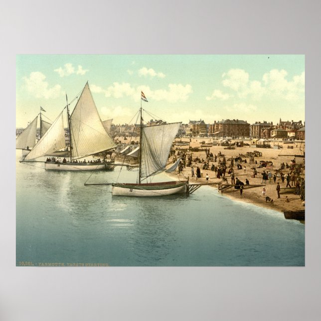 Poster Yachts Démarrage à Yarmouth, Norfolk, Angleterre (Devant)