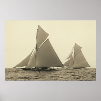 Poster Yachts Valkyrie II et la course de Vigilant pour l