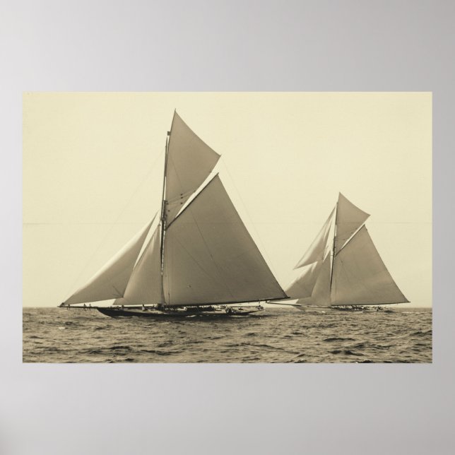 Poster Yachts Valkyrie II et la course de Vigilant pour l (Devant)