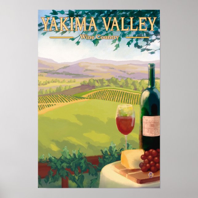 Poster Yakima Valley, Washington Wine Country (Devant)
