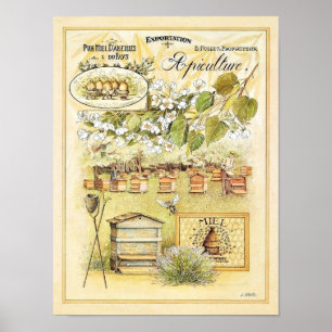Poster Yard vintage d'abeille de l'apiculture