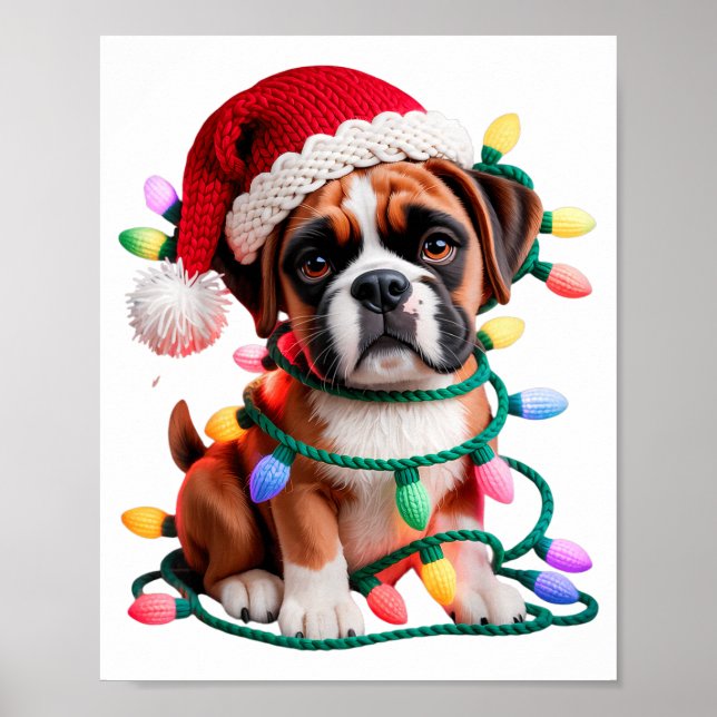 Poster Yarn Boxer Dog Sewing Knitting Crocheting Christma (Devant)