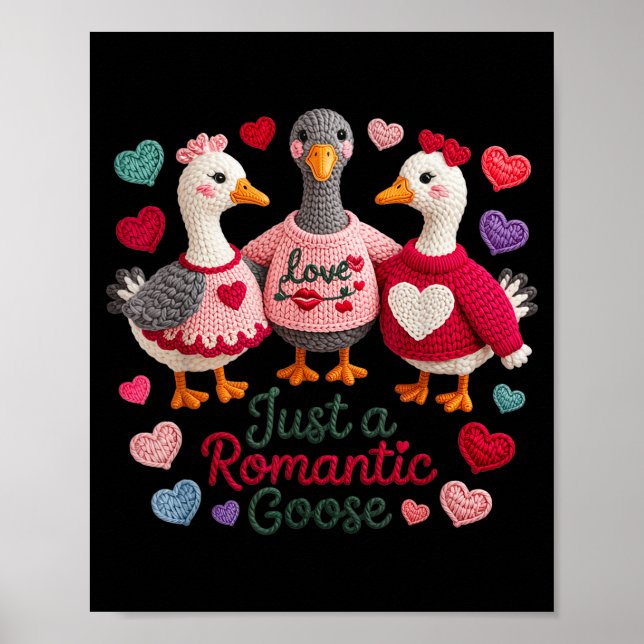 Poster Yarn Funny Valentine Just A Romantic Goose Hearts  (Devant)