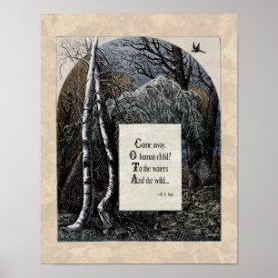 Poster Yeats "L'enfant volé" Poème d'art victorien 11x14