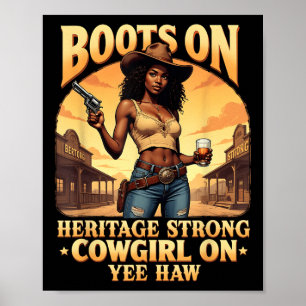 Poster Yehaw Cowgirl Sur Western Rodeo African American C