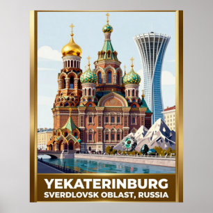 Poster Yekaterinbourg repère de voyage de la rivière Iset