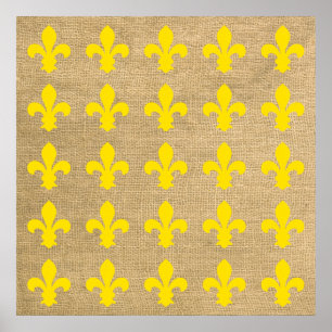 Poster Yellow Parisian Moods Fleur de Lys Pattern