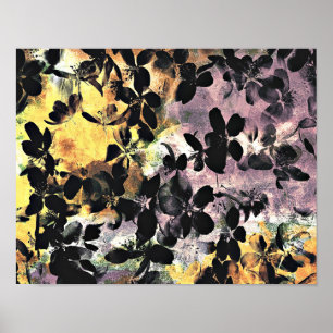 Poster Yellow pink flower pattern floral digital art