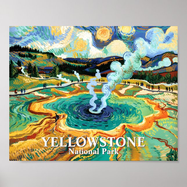 Poster Yellowstone Grand Prismatic Spring Van Gogh Custom (Devant)