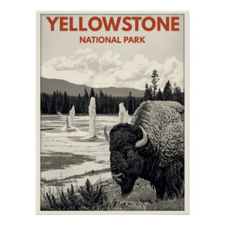 Poster Yellowstone National Park – Bison
