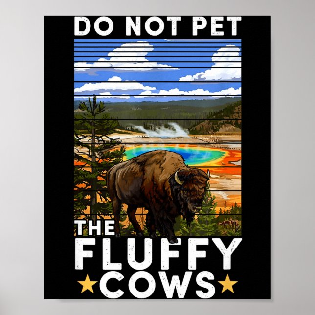 Poster Yellowstone National Park Bison Do Not Pet The Flu (Devant)