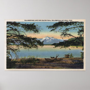 Poster Yellowstone, WY - lac Yellowstone et coutre