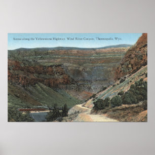 Poster Yellowstone, WY - route de Yellowstone et vent