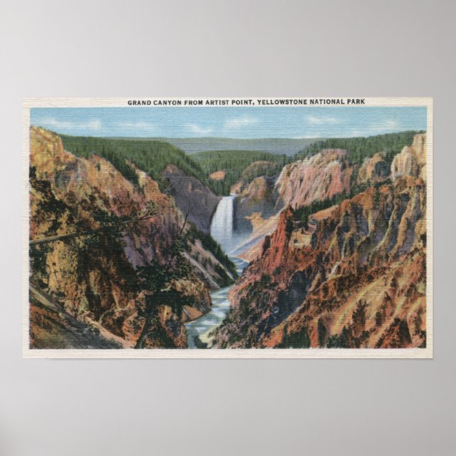 Poster Yellowstone, WYfrom Artist's Point (Devant)
